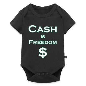 L’argent comptant est LIBERTÉ $ - blanc avec bordure verte - Body à manches courtes Premium Bébé - noir - Devant