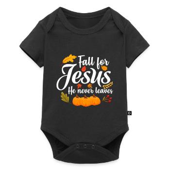 Fall for Jesus He Never Leaves Christian - Baby Premium short-sleeve bodysuit - black - Front