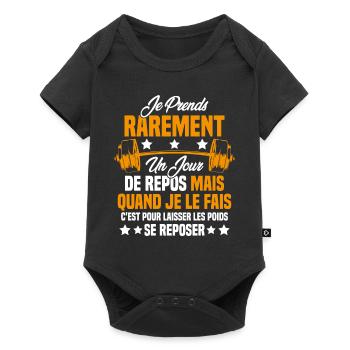 Je prends rarement un jour de repos Gym Muscu - Body à manches courtes Premium Bébé - noir - Devant