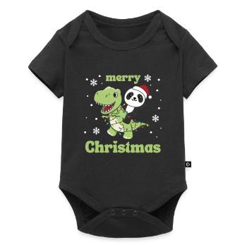 Panda Trex Christmas Snow Winter Animals - Baby Premium short-sleeve bodysuit - black - Front