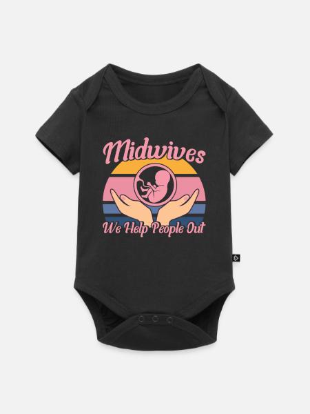 Doula Geburtshelferin Geburtshelfer Geschenk - Baby Premium Kurzarmbody - Schwarz