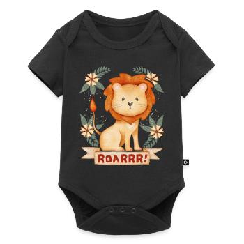 Joyeux Lion, disant Roarrr, signe du zodiaque Lion - Body à manches courtes Premium Bébé - noir - Devant