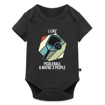 J’aime le pickleball et peut-être 3 personnes - Body à manches courtes Premium Bébé - noir - Devant