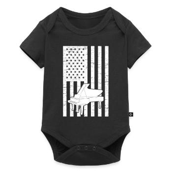 Piano Pianiste Piano Drapeau Américain Piano patriotique - Body à manches courtes Premium Bébé - noir - Devant