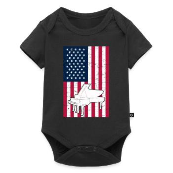 Pianiste Piano Drapeau Américain Pianiste patriotique - Body à manches courtes Premium Bébé - noir - Devant