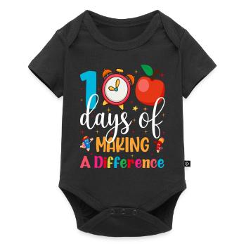 100 Days of Making a Difference in School - Baby Premium short-sleeve bodysuit - black - Front