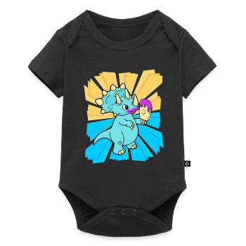 Birthday Gift Kids Dino Dragon Snacking - Baby Premium short-sleeve bodysuit - black - Front