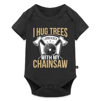 Lumber I Hug Trees Chainsaw Lumberjack Wood Forest - Baby Premium short-sleeve bodysuit - black - Front