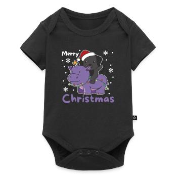 Christmas Hippo Labrador Merry Christmas Dogs - Baby Premium short-sleeve bodysuit - black - Front