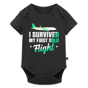 J’ai survécu à mon premier pilote en vol solo - Body à manches courtes Premium Bébé - noir - Devant