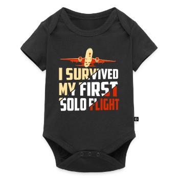 J’ai survécu à mon premier vol aérien en solo - Body à manches courtes Premium Bébé - noir - Devant
