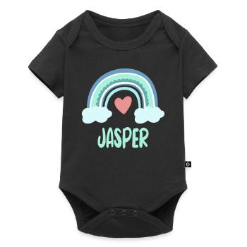 Jasper Name Regenbogen Baby - Baby Premium Kurzarmbody - Schwarz - Vorne