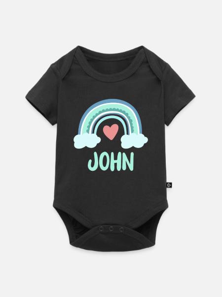 John Name Regenbogen Baby - Baby Premium Kurzarmbody - Schwarz