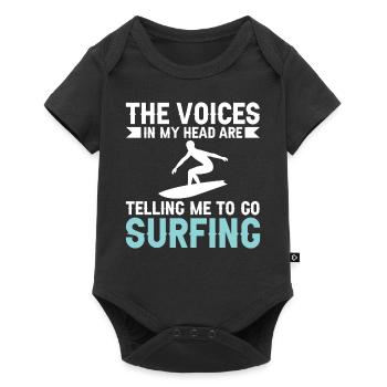 Die Stimmen In Meinen Kopf Sagen Ich Soll Surfen - Baby Premium Kurzarmbody - Schwarz - Vorne