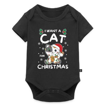 I want a cat for Christmas cute cats - Baby Premium short-sleeve bodysuit - black - Front