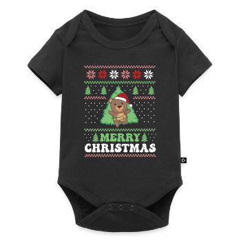 Joyeux Noël rétro moche ours de Noël - Body à manches courtes Premium Bébé - noir - Devant
