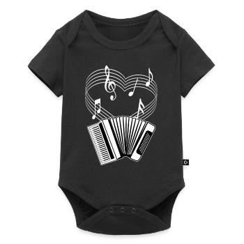 Notes d’accordéon dans le cœur / Chemise musicale, Musikverein - Body à manches courtes Premium Bébé - noir - Devant
