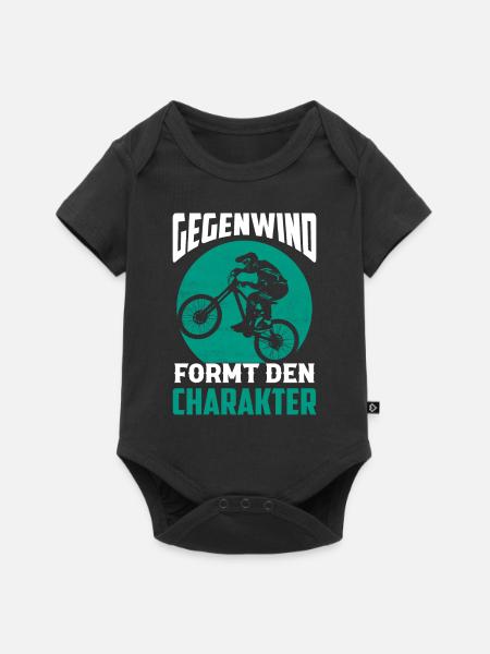 Gegenwind formt den Charakter Fahrrad Radsport - Baby Premium Kurzarmbody - Schwarz