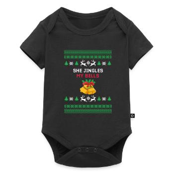 She Jingles My Bells Funny Christmas Couples - Baby Premium short-sleeve bodysuit - black - Front