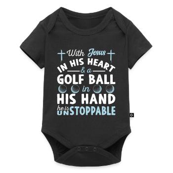 Jésus dans le cœur - Golfeurs - Body à manches courtes Premium Bébé - noir - Devant