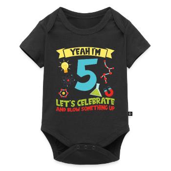 yes I'm 5 - Science Birthday - Baby Premium short-sleeve bodysuit - black - Front