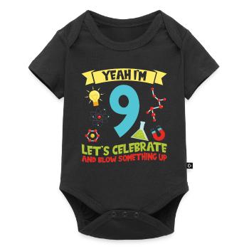 yes I'm 9 - Science Birthday - Baby Premium short-sleeve bodysuit - black - Front