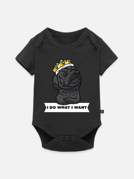Schnoodle Hund Mit Krone - Baby Premium Kurzarmbody - Schwarz