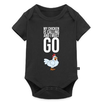 Mon poulet appelle et je dois partir - Body à manches courtes Premium Bébé - noir - Devant