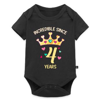 4ème anniversaire fille 4 ans - Body à manches courtes Premium Bébé - noir - Devant