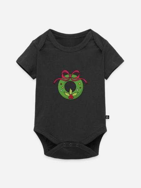 Weihnachtskranz - Baby Premium Kurzarmbody - Schwarz