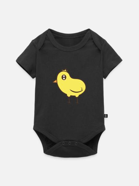 Vogel Gelb Kawaii - Baby Premium Kurzarmbody - Schwarz