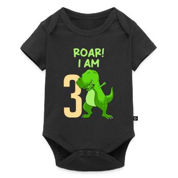3ème anniversaire 3 ans Dino Boy - Body à manches courtes Premium Bébé - noir - Devant