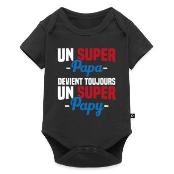 Super papa devient toujours un super papy Cadeau - Body à manches courtes Premium Bébé - noir - Devant