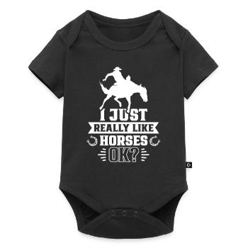 I just like horses very much rider horse riding - Baby Premium short-sleeve bodysuit - black - Front