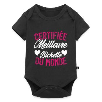 Certifiée meilleure bichette du monde - Body à manches courtes Premium Bébé - noir - Devant