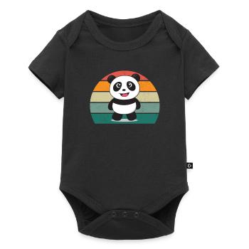 Panda Panda Ours Panda Ours Feuilles de bambou Panda - Body à manches courtes Premium Bébé - noir - Devant