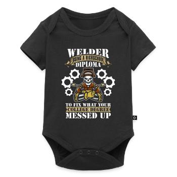 Welder Using A Highschool Diploma Welding Weld - Baby Premium Kurzarmbody - Schwarz - Vorne