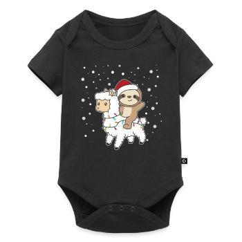 Sloth Llama Christmas Snow Winter Animals - Baby Premium short-sleeve bodysuit - black - Front