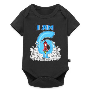 6ème anniversaire - 6 ans Jeune astronaute de fusée - Body à manches courtes Premium Bébé - noir - Devant