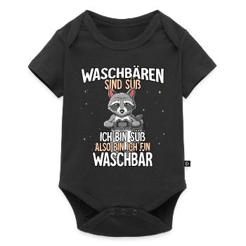 Waschbären Sind Süß Waschbär - Baby Premium Kurzarmbody - Schwarz - Vorne