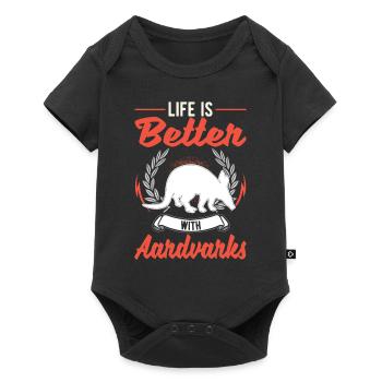 La vie est meilleure avec aardvark - Body à manches courtes Premium Bébé - noir - Devant