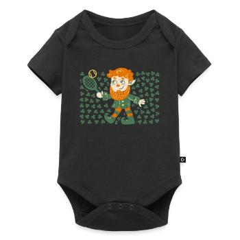 Leprechaun Tennis Player Funny St Patrick's Day - Baby Premium short-sleeve bodysuit - black - Front