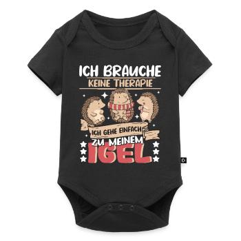 Igel Waldtier Ich brauche keine Therapie - Baby Premium Kurzarmbody - Schwarz - Vorne