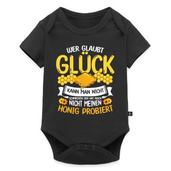 Wer Glaubt Glück Kann Man Nicht Schmecken Honig - Baby Premium Kurzarmbody - Schwarz - Vorne