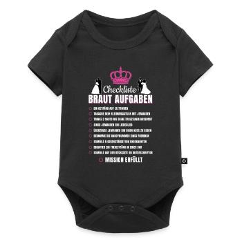 Junggesellinnenabschied Aufgabenliste - Baby Premium Kurzarmbody - Schwarz - Vorne