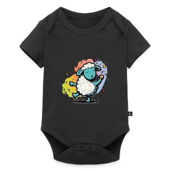 Funny colorful sheep - Baby Premium short-sleeve bodysuit - black - Front