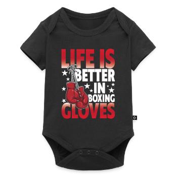 Life Is Better In Boxing Gloves - Baby Premium Kurzarmbody - Schwarz - Vorne