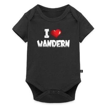 Wandern Zubehör Wanderer Motiv - Baby Premium Kurzarmbody - Schwarz - Vorne