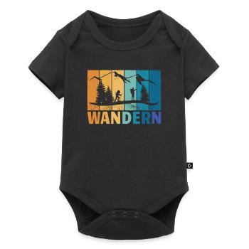 Wandern Zubehör Wanderer Motiv - Baby Premium Kurzarmbody - Schwarz - Vorne