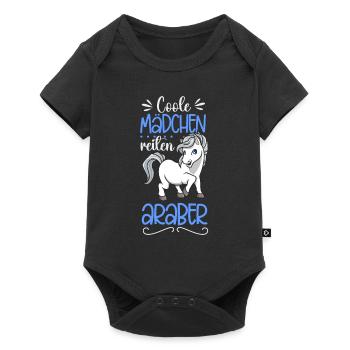 Coole Mädchen reiten Araber - Baby Premium Kurzarmbody - Schwarz - Vorne